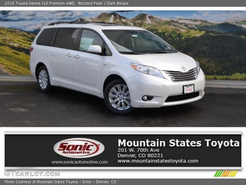 Blizzard Pearl / Dark Bisque 2016 Toyota Sienna XLE Premium AWD