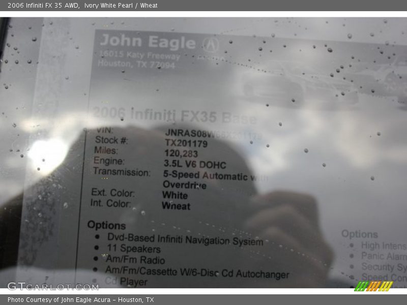 Ivory White Pearl / Wheat 2006 Infiniti FX 35 AWD