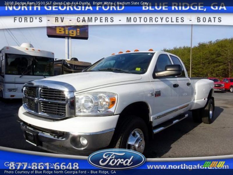 Bright White / Medium Slate Gray 2008 Dodge Ram 3500 SLT Quad Cab 4x4 Dually