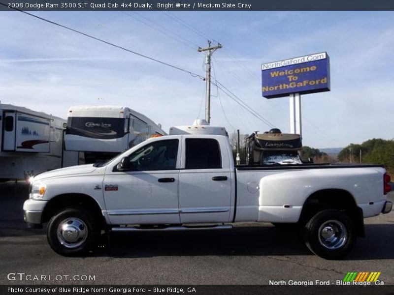 Bright White / Medium Slate Gray 2008 Dodge Ram 3500 SLT Quad Cab 4x4 Dually
