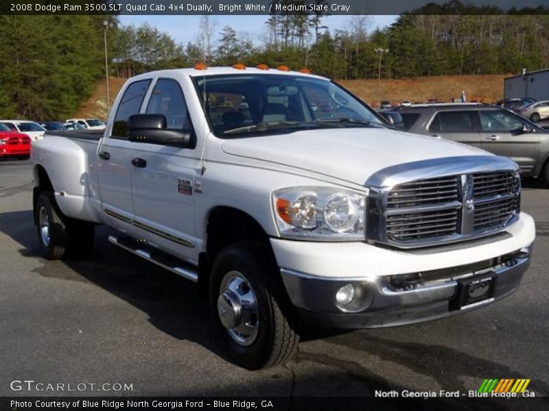 Bright White / Medium Slate Gray 2008 Dodge Ram 3500 SLT Quad Cab 4x4 Dually