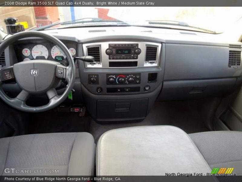 Bright White / Medium Slate Gray 2008 Dodge Ram 3500 SLT Quad Cab 4x4 Dually