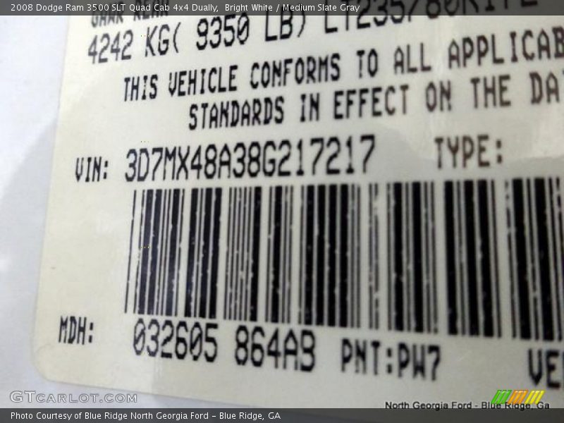 Bright White / Medium Slate Gray 2008 Dodge Ram 3500 SLT Quad Cab 4x4 Dually