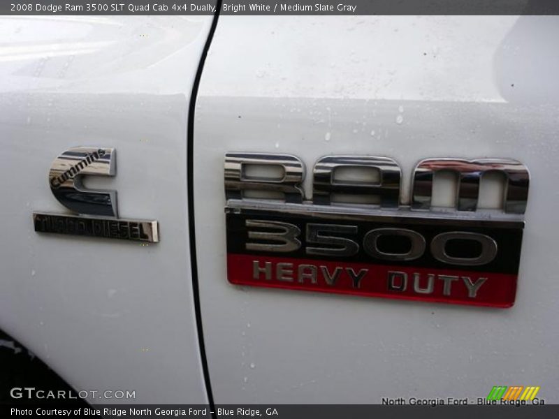 Bright White / Medium Slate Gray 2008 Dodge Ram 3500 SLT Quad Cab 4x4 Dually