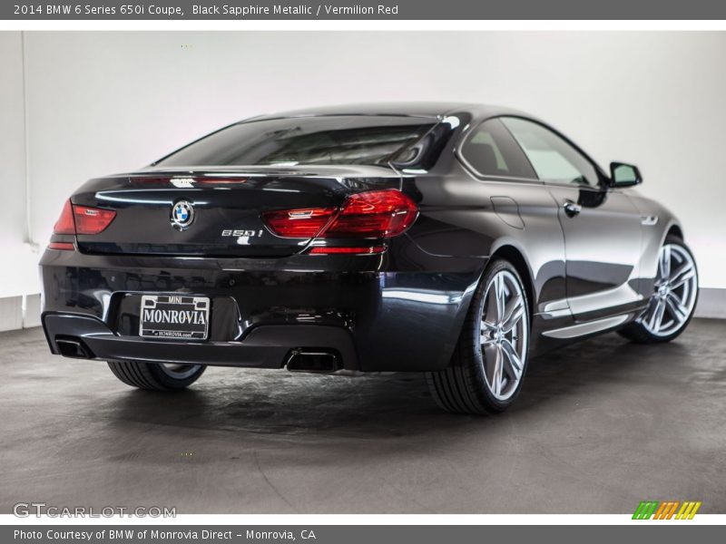 Black Sapphire Metallic / Vermilion Red 2014 BMW 6 Series 650i Coupe