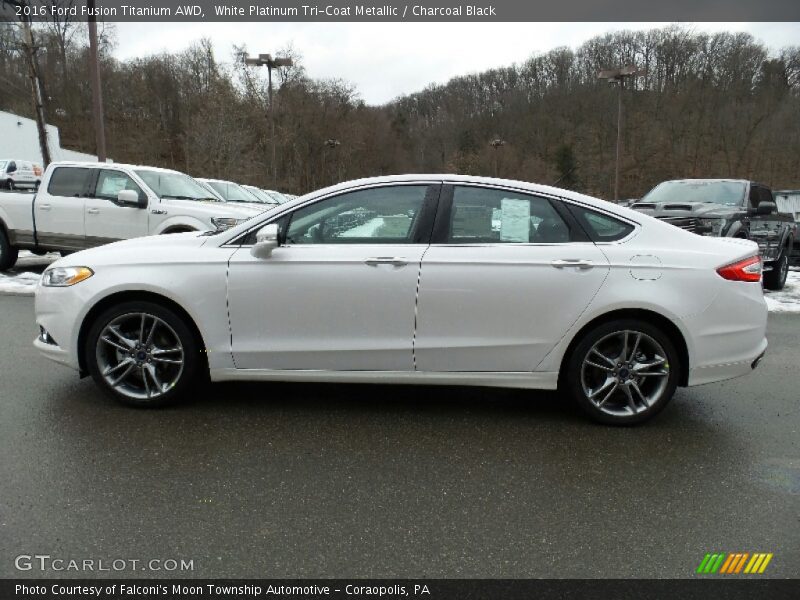 White Platinum Tri-Coat Metallic / Charcoal Black 2016 Ford Fusion Titanium AWD
