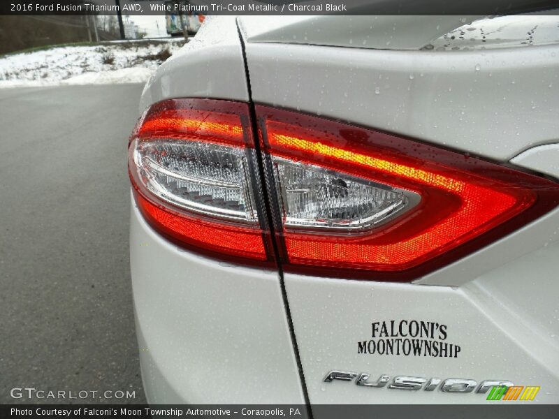 White Platinum Tri-Coat Metallic / Charcoal Black 2016 Ford Fusion Titanium AWD