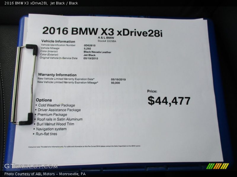 Jet Black / Black 2016 BMW X3 xDrive28i