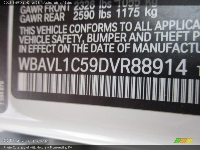 Alpine White / Beige 2013 BMW X1 xDrive 28i