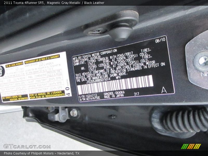 Magnetic Gray Metallic / Black Leather 2011 Toyota 4Runner SR5
