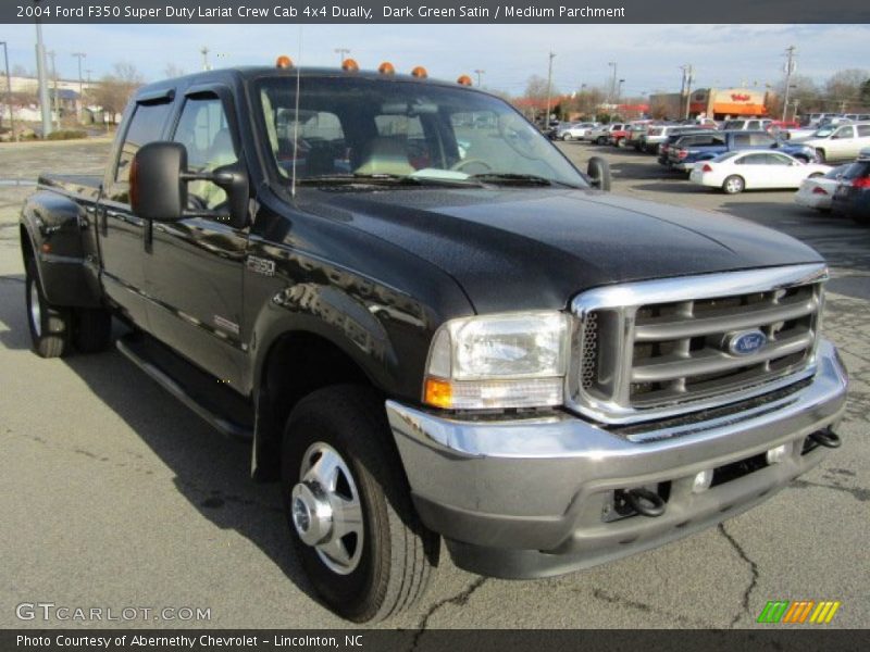 Dark Green Satin / Medium Parchment 2004 Ford F350 Super Duty Lariat Crew Cab 4x4 Dually