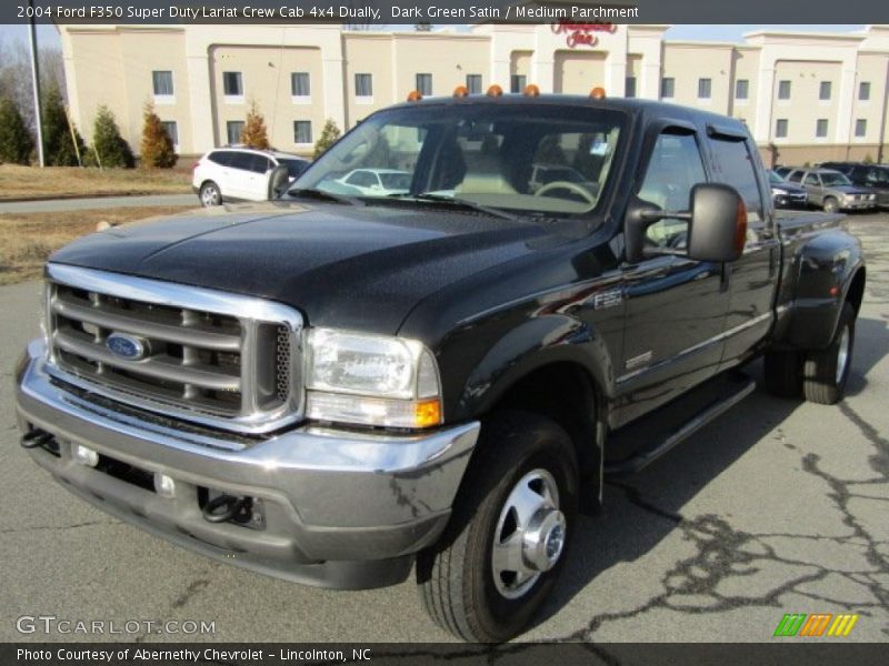 Dark Green Satin / Medium Parchment 2004 Ford F350 Super Duty Lariat Crew Cab 4x4 Dually
