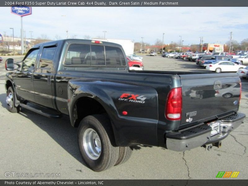 Dark Green Satin / Medium Parchment 2004 Ford F350 Super Duty Lariat Crew Cab 4x4 Dually
