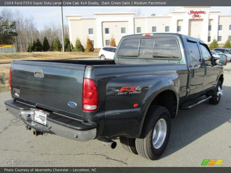 Dark Green Satin / Medium Parchment 2004 Ford F350 Super Duty Lariat Crew Cab 4x4 Dually