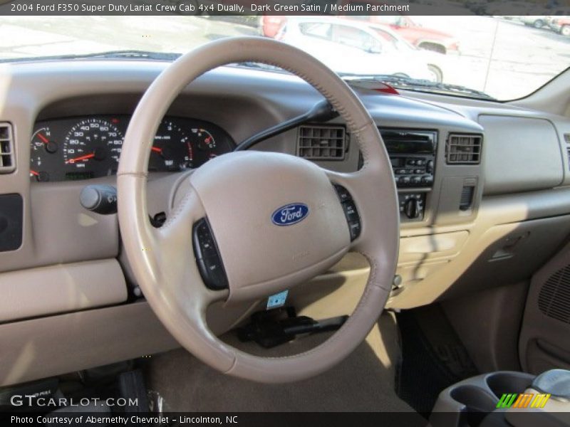 Dark Green Satin / Medium Parchment 2004 Ford F350 Super Duty Lariat Crew Cab 4x4 Dually