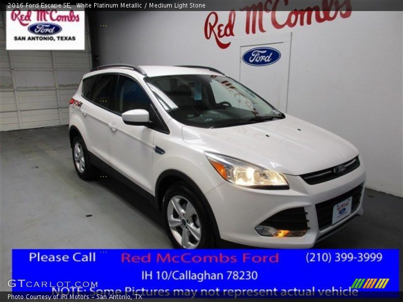White Platinum Metallic / Medium Light Stone 2016 Ford Escape SE