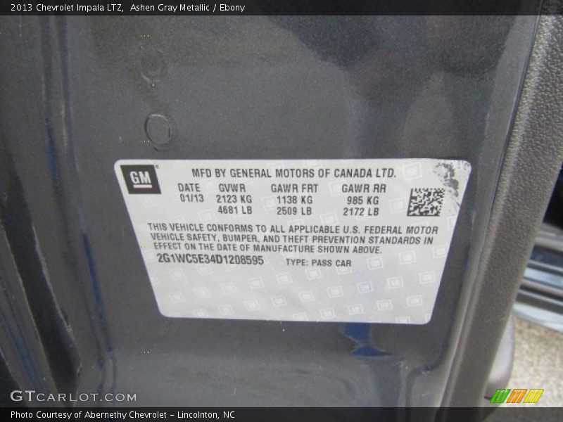 Ashen Gray Metallic / Ebony 2013 Chevrolet Impala LTZ