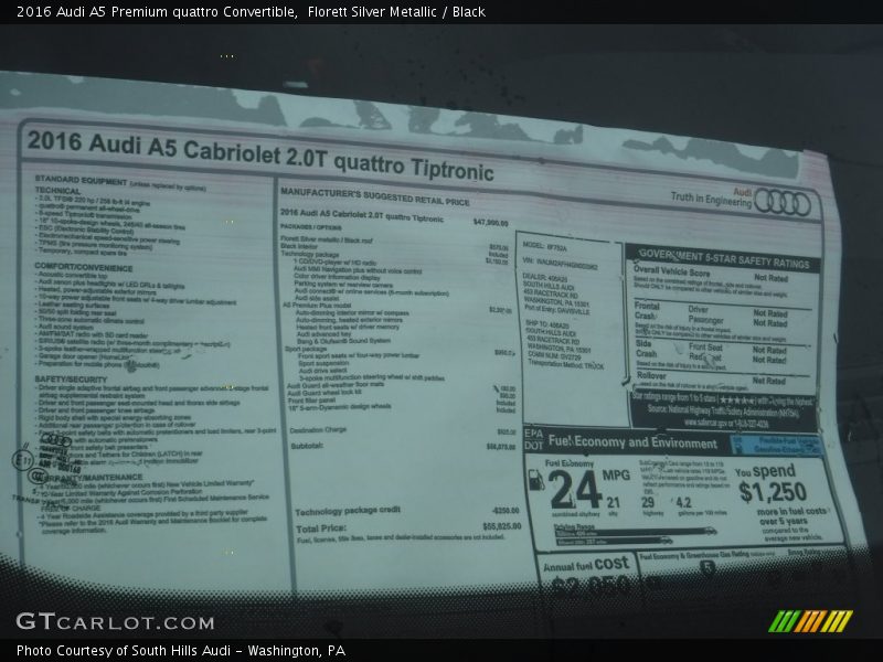 Florett Silver Metallic / Black 2016 Audi A5 Premium quattro Convertible