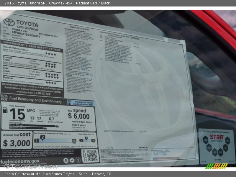 Radiant Red / Black 2016 Toyota Tundra SR5 CrewMax 4x4