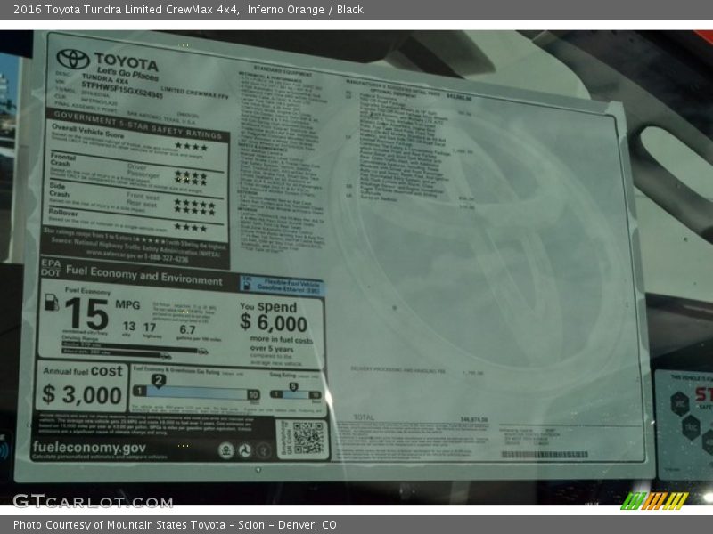 Inferno Orange / Black 2016 Toyota Tundra Limited CrewMax 4x4
