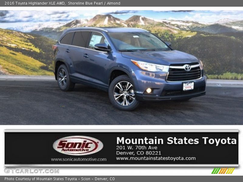 Shoreline Blue Pearl / Almond 2016 Toyota Highlander XLE AWD