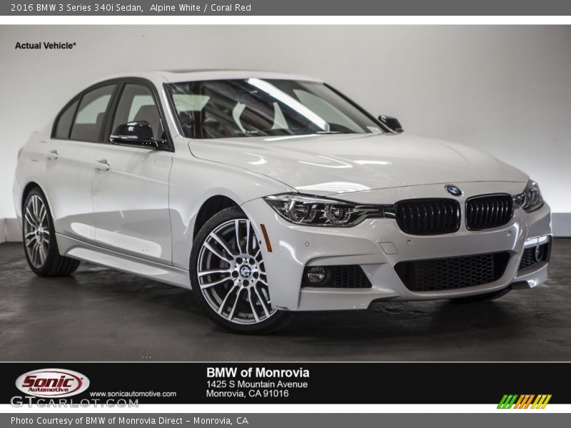 Alpine White / Coral Red 2016 BMW 3 Series 340i Sedan