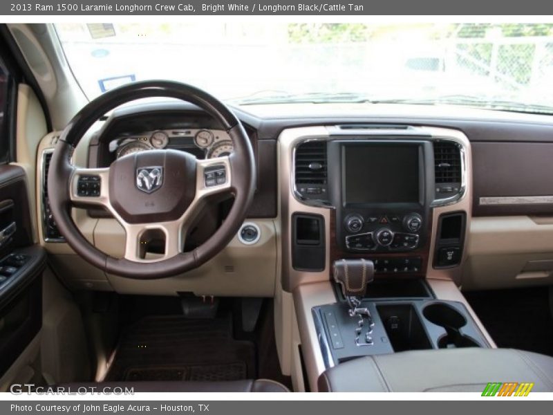 Bright White / Longhorn Black/Cattle Tan 2013 Ram 1500 Laramie Longhorn Crew Cab