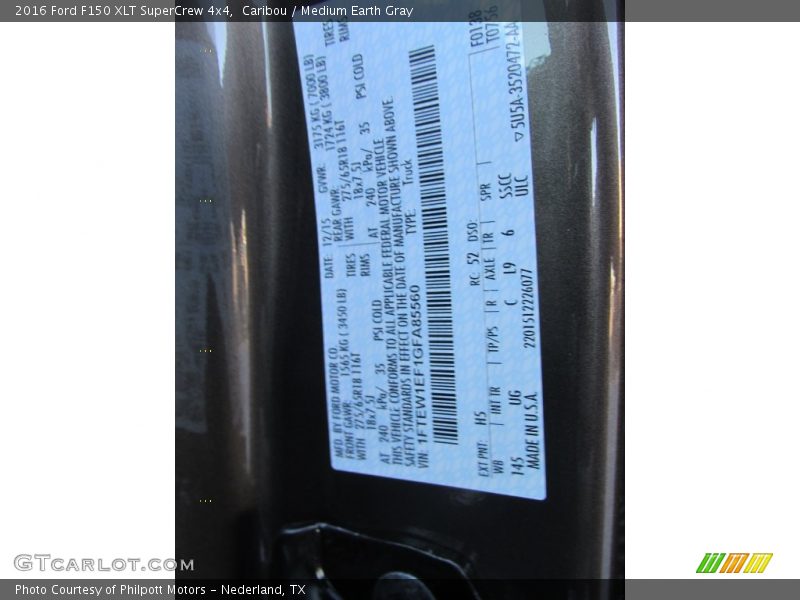 Caribou / Medium Earth Gray 2016 Ford F150 XLT SuperCrew 4x4