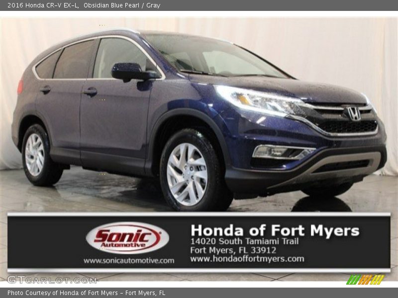 Obsidian Blue Pearl / Gray 2016 Honda CR-V EX-L