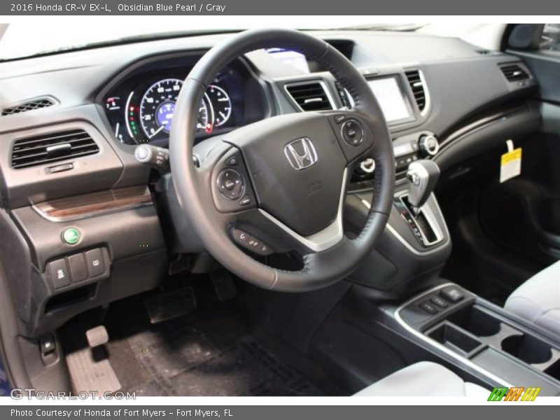 Obsidian Blue Pearl / Gray 2016 Honda CR-V EX-L