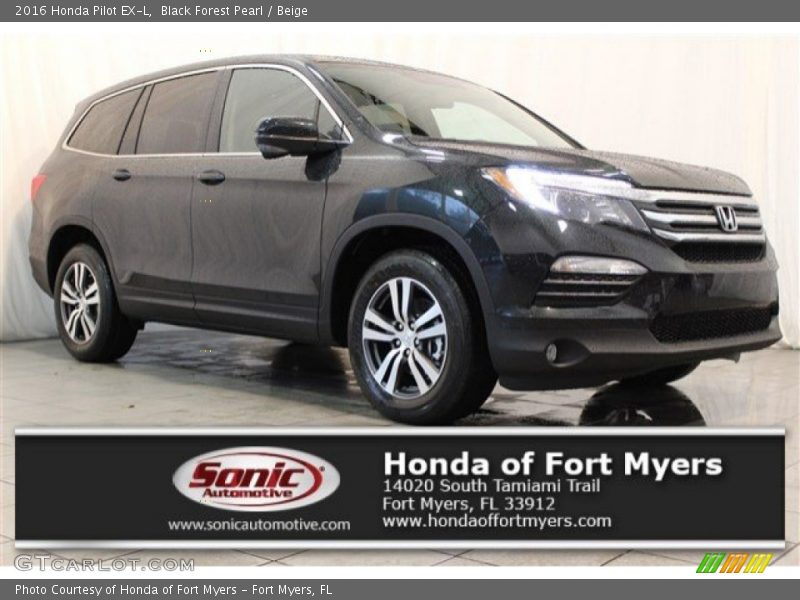 Black Forest Pearl / Beige 2016 Honda Pilot EX-L