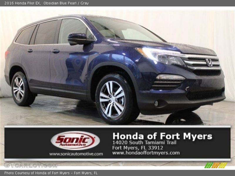Obsidian Blue Pearl / Gray 2016 Honda Pilot EX