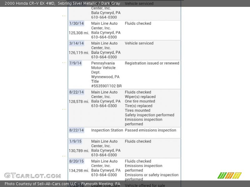 Sebring Silver Metallic / Dark Gray 2000 Honda CR-V EX 4WD