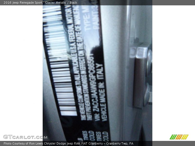 Glacier Metallic / Black 2016 Jeep Renegade Sport