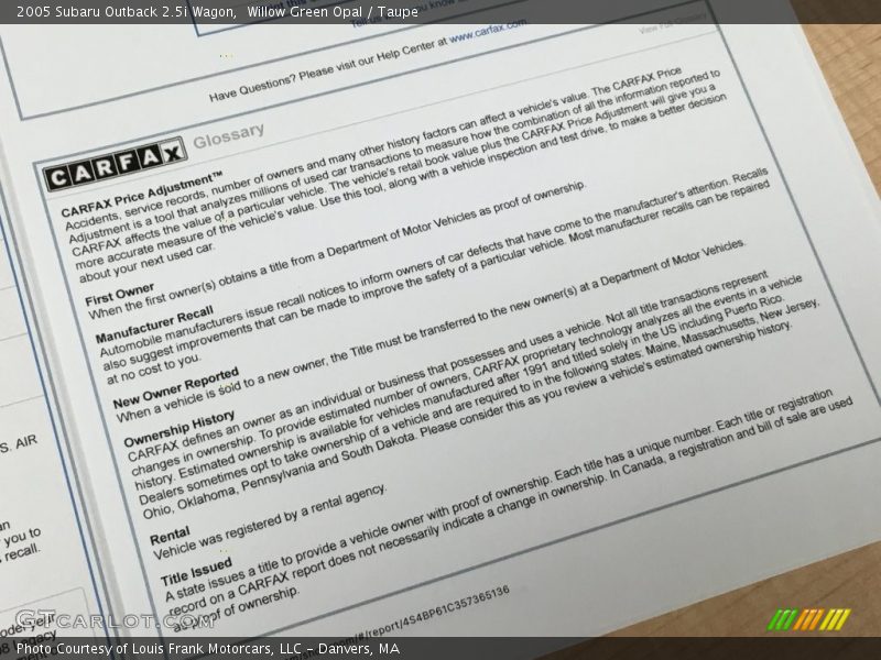 Willow Green Opal / Taupe 2005 Subaru Outback 2.5i Wagon