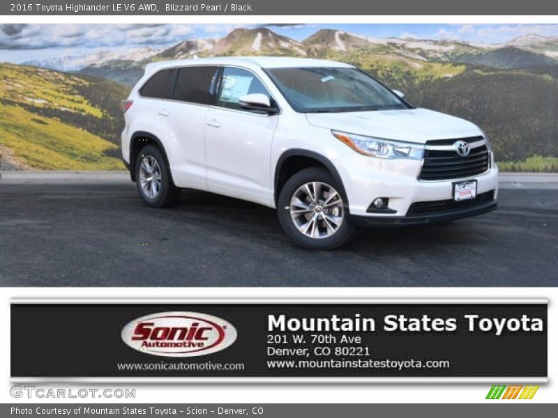 Blizzard Pearl / Black 2016 Toyota Highlander LE V6 AWD