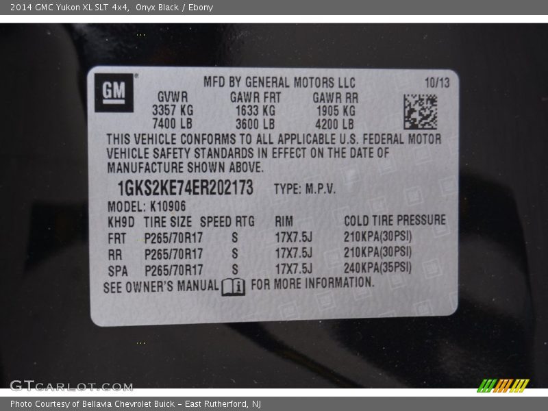 Onyx Black / Ebony 2014 GMC Yukon XL SLT 4x4
