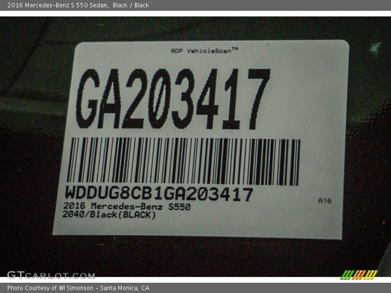 Black / Black 2016 Mercedes-Benz S 550 Sedan
