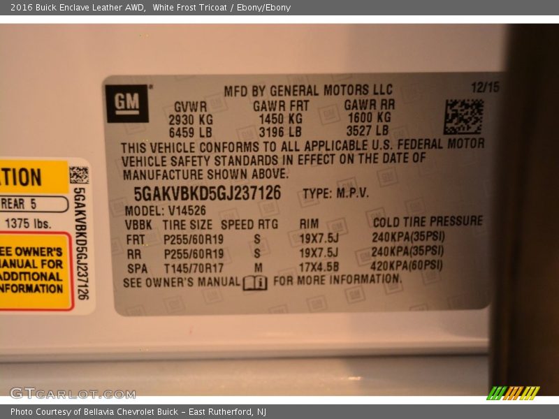 White Frost Tricoat / Ebony/Ebony 2016 Buick Enclave Leather AWD
