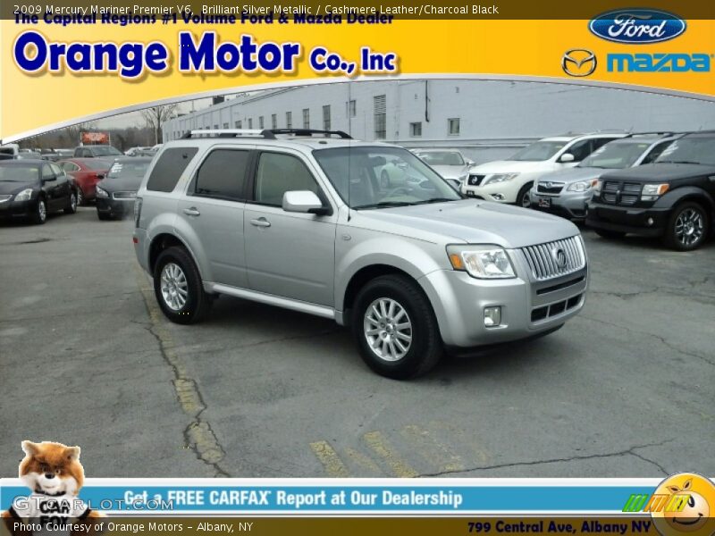 Brilliant Silver Metallic / Cashmere Leather/Charcoal Black 2009 Mercury Mariner Premier V6