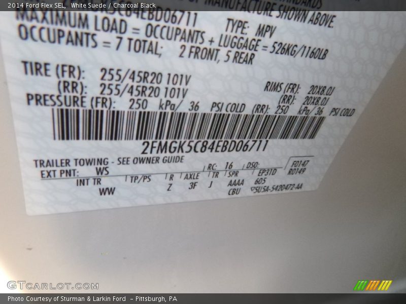 White Suede / Charcoal Black 2014 Ford Flex SEL