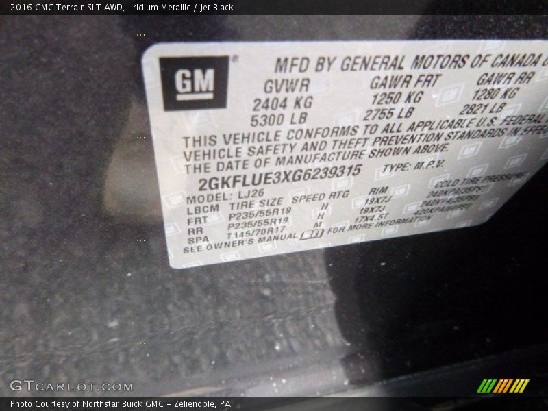 Iridium Metallic / Jet Black 2016 GMC Terrain SLT AWD