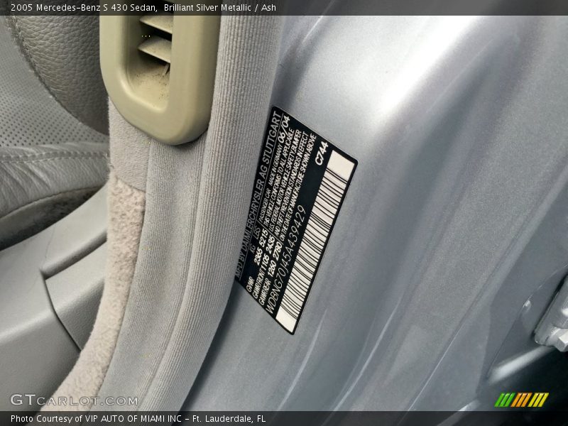 Brilliant Silver Metallic / Ash 2005 Mercedes-Benz S 430 Sedan