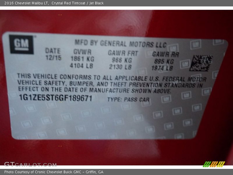 Crystal Red Tintcoat / Jet Black 2016 Chevrolet Malibu LT