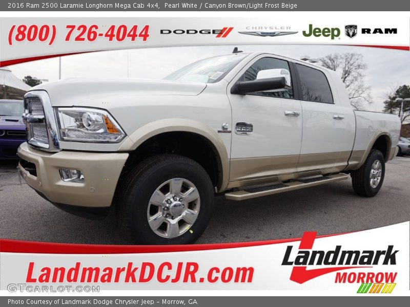 Pearl White / Canyon Brown/Light Frost Beige 2016 Ram 2500 Laramie Longhorn Mega Cab 4x4