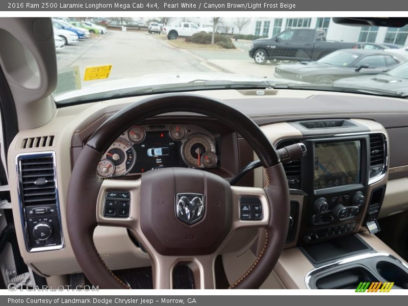 Pearl White / Canyon Brown/Light Frost Beige 2016 Ram 2500 Laramie Longhorn Mega Cab 4x4