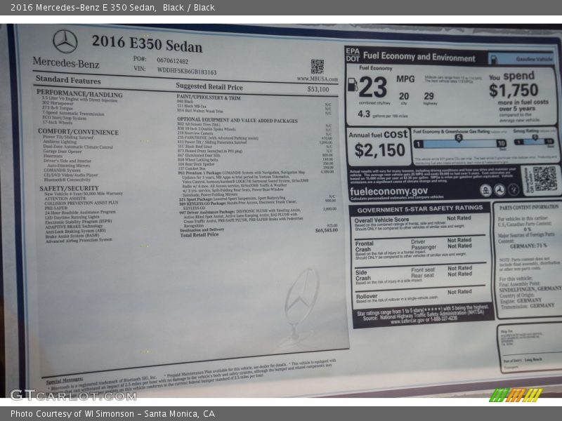 Black / Black 2016 Mercedes-Benz E 350 Sedan