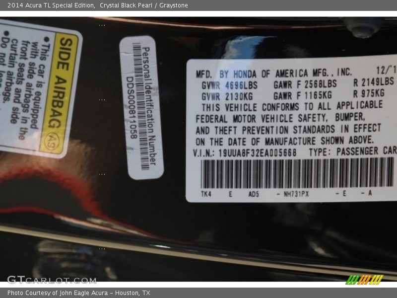 Crystal Black Pearl / Graystone 2014 Acura TL Special Edition