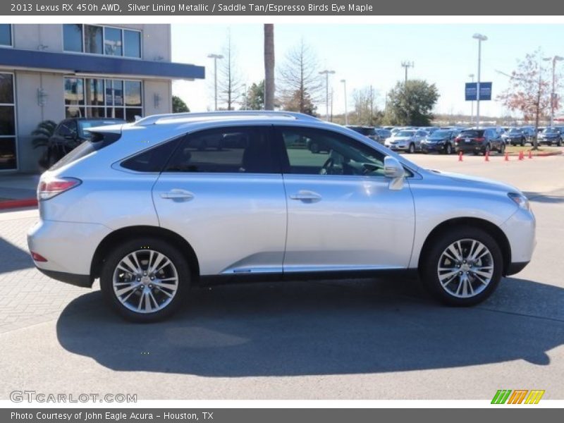 Silver Lining Metallic / Saddle Tan/Espresso Birds Eye Maple 2013 Lexus RX 450h AWD