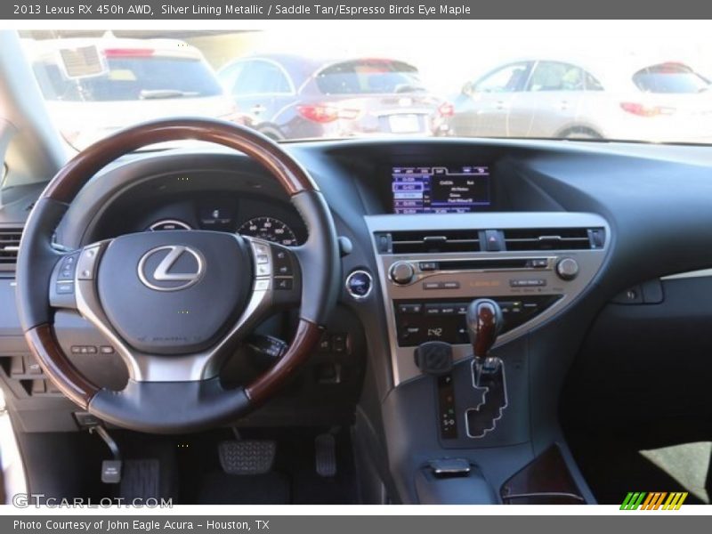 Silver Lining Metallic / Saddle Tan/Espresso Birds Eye Maple 2013 Lexus RX 450h AWD